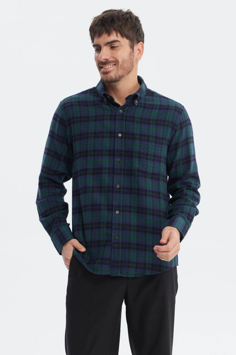 CAMISA HOMBRE FRANELA BASICA VERDE OSCURO - 1
