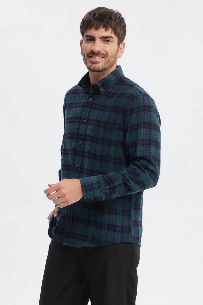CAMISA HOMBRE FRANELA BASICA VERDE OSCURO - 2
