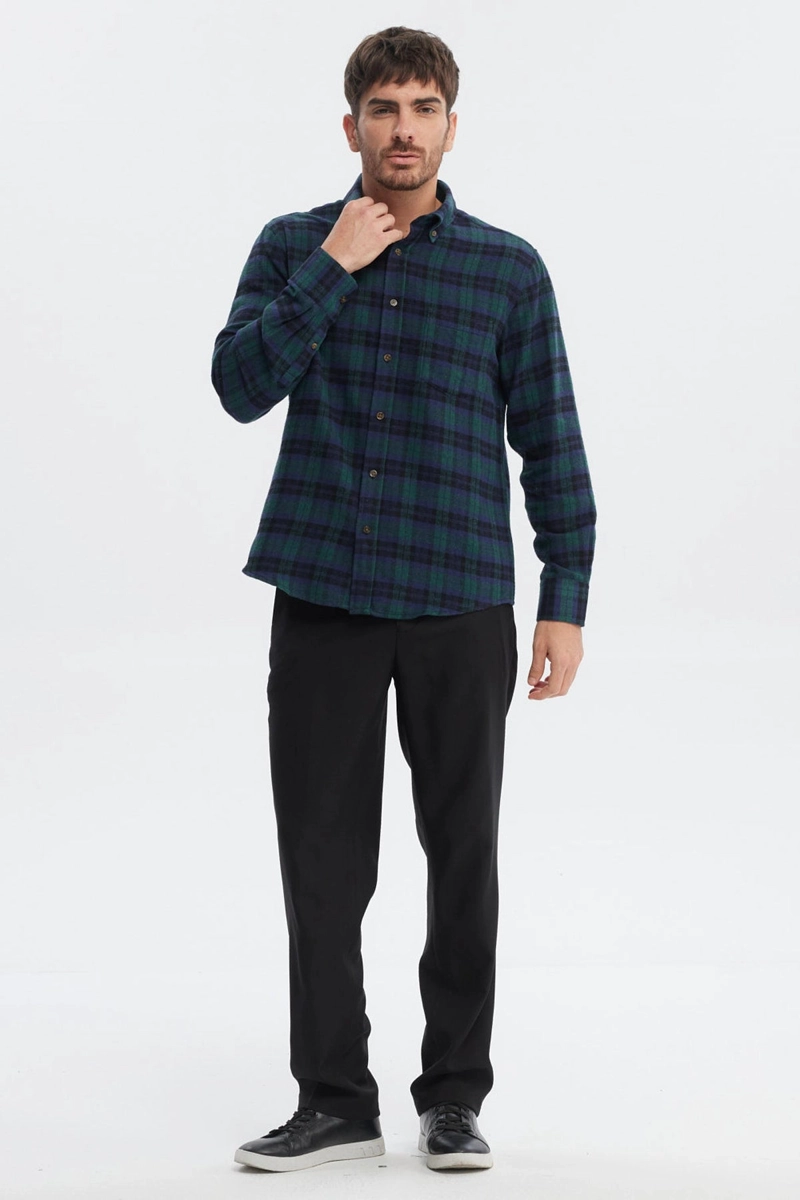 CAMISA HOMBRE FRANELA BASICA VERDE OSCURO - 4