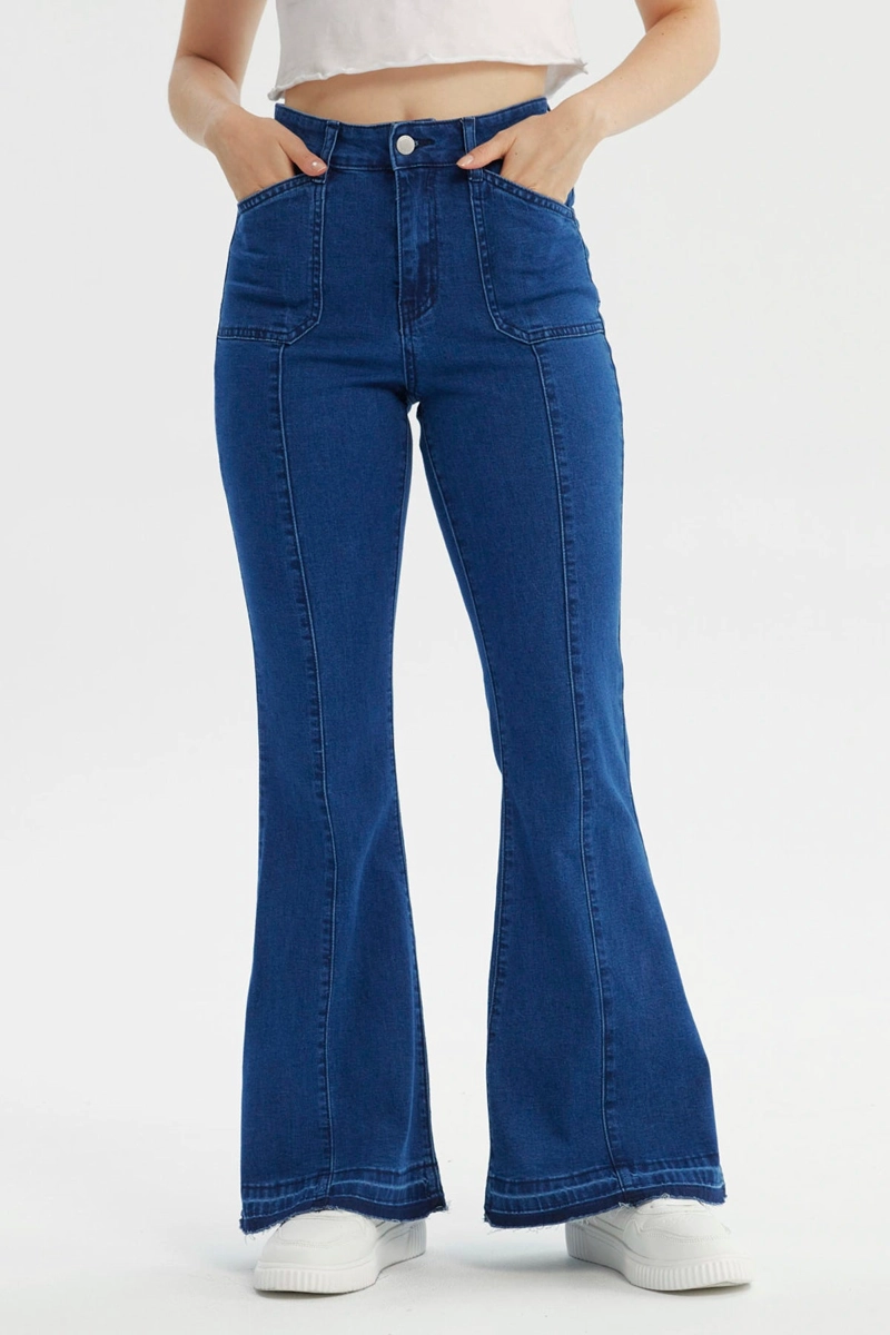 JEANS MUJER FLARE AZUL OSCURO - 1