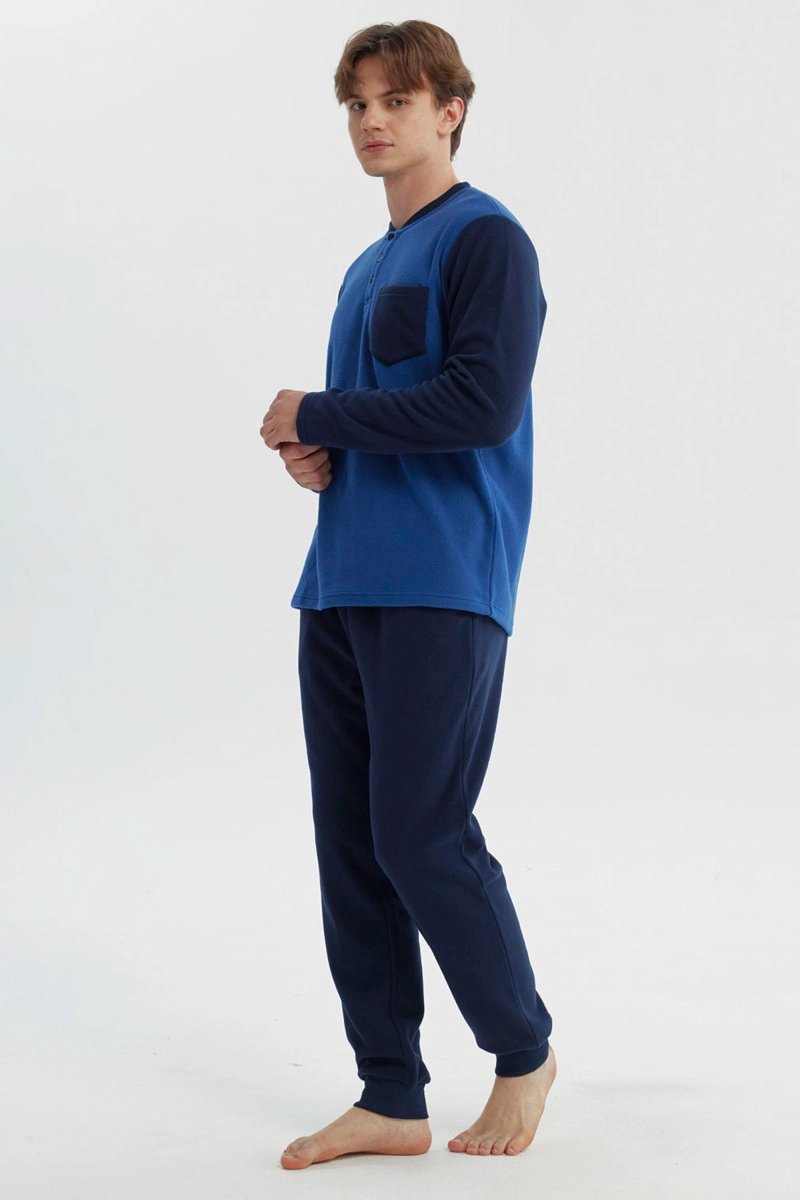 PIJAMA HOMBRE PIJAMA POLERA Y PANTALON AZUL - 3