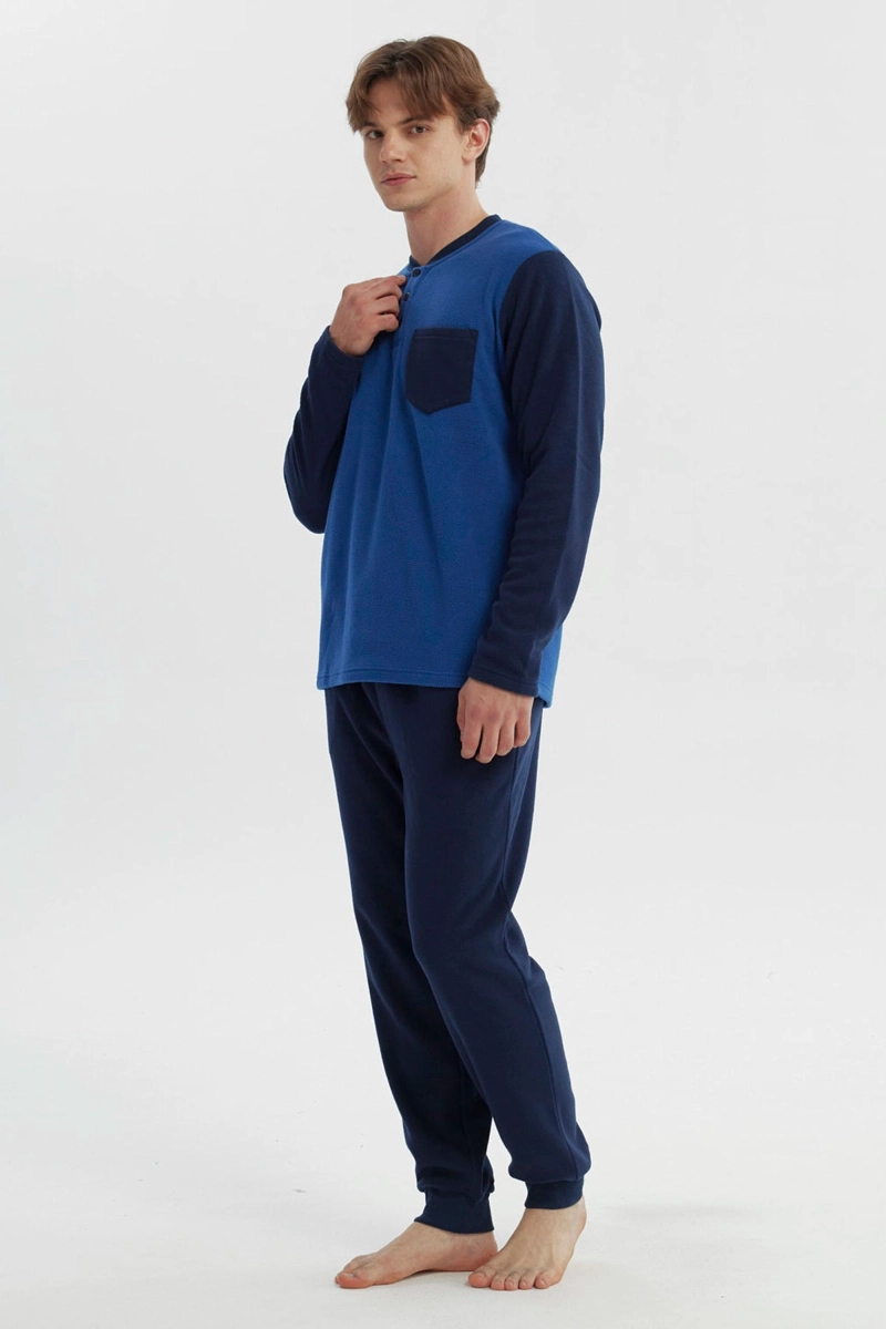 PIJAMA HOMBRE PIJAMA POLERA Y PANTALON AZUL - 4