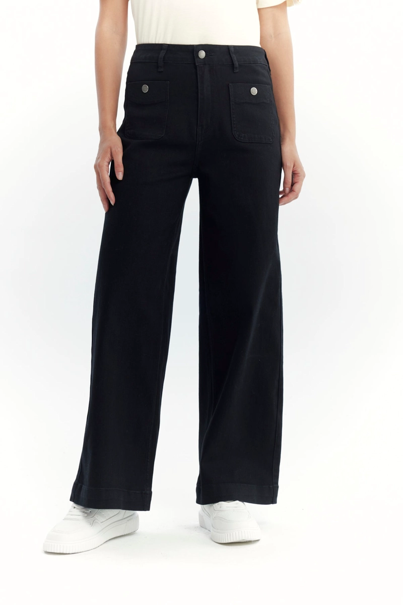 JEANS MUJER WIDE LEG NEGRO - 1