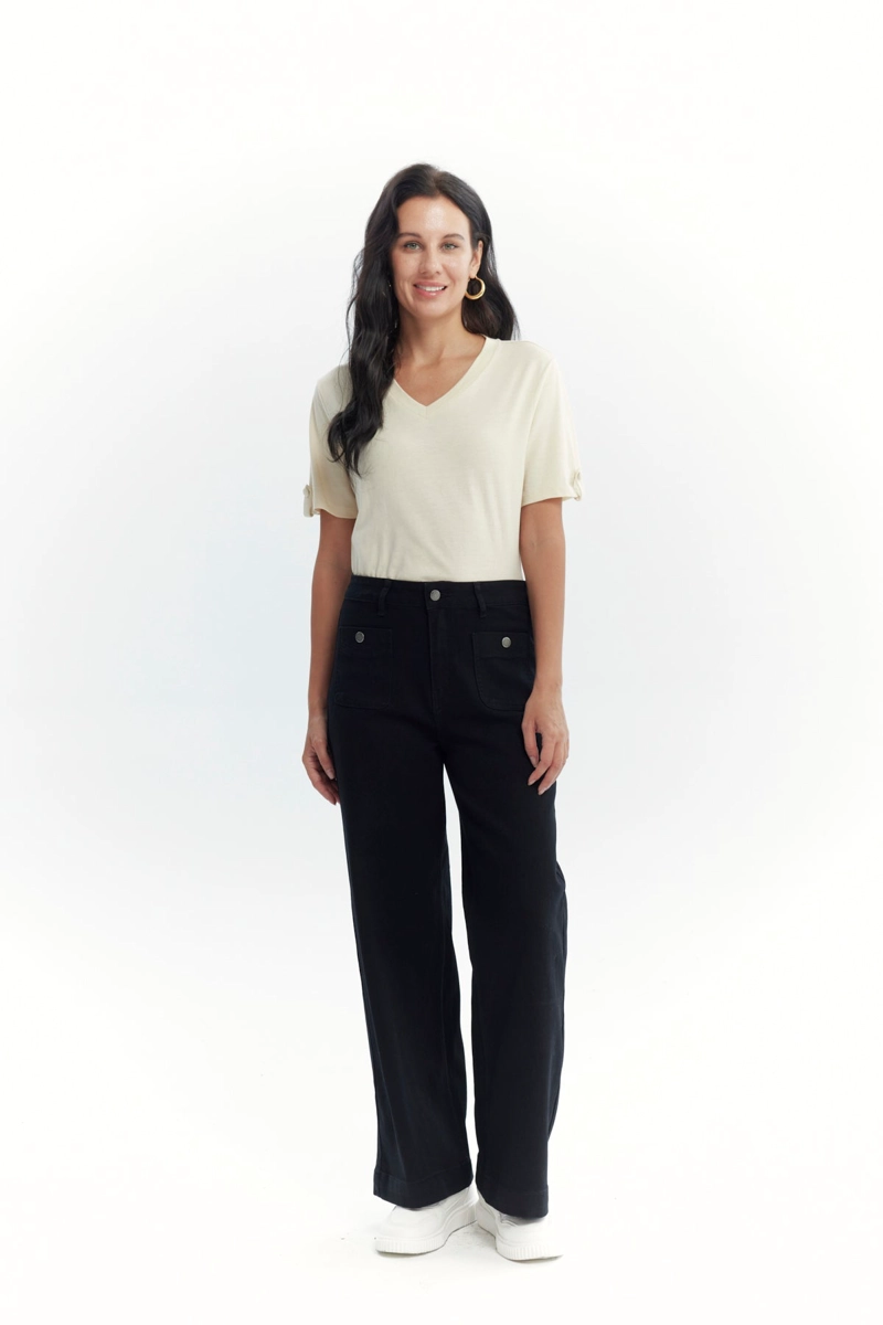 JEANS MUJER WIDE LEG NEGRO - 4
