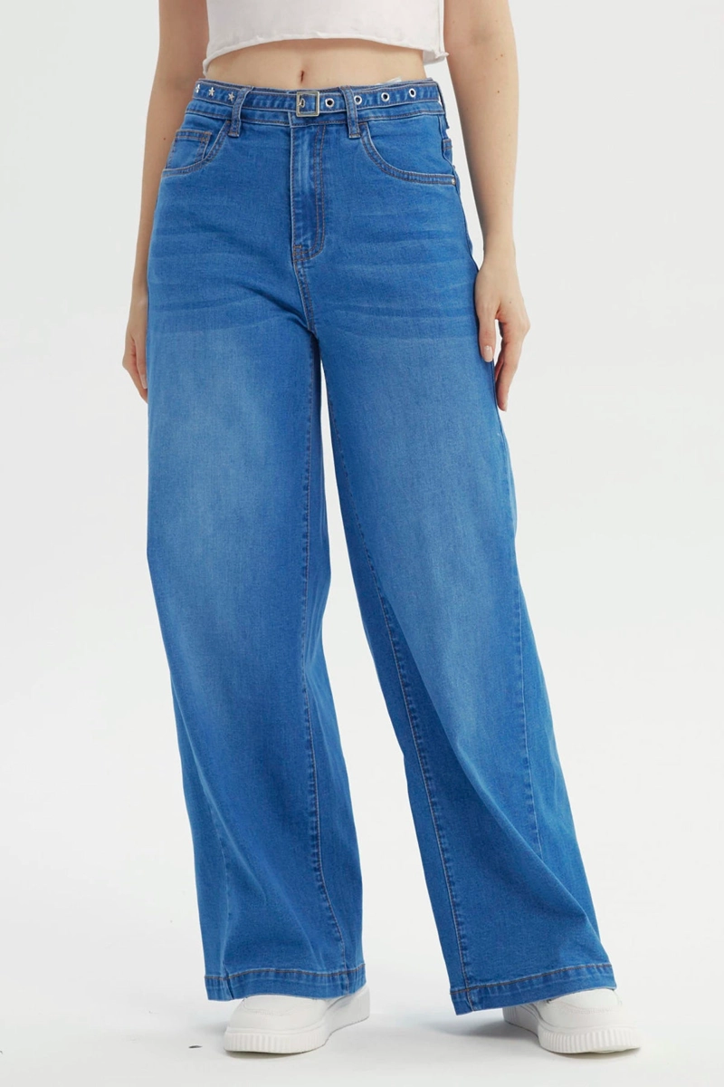 JEANS MUJER MODA WIDE LEG AZUL - 1