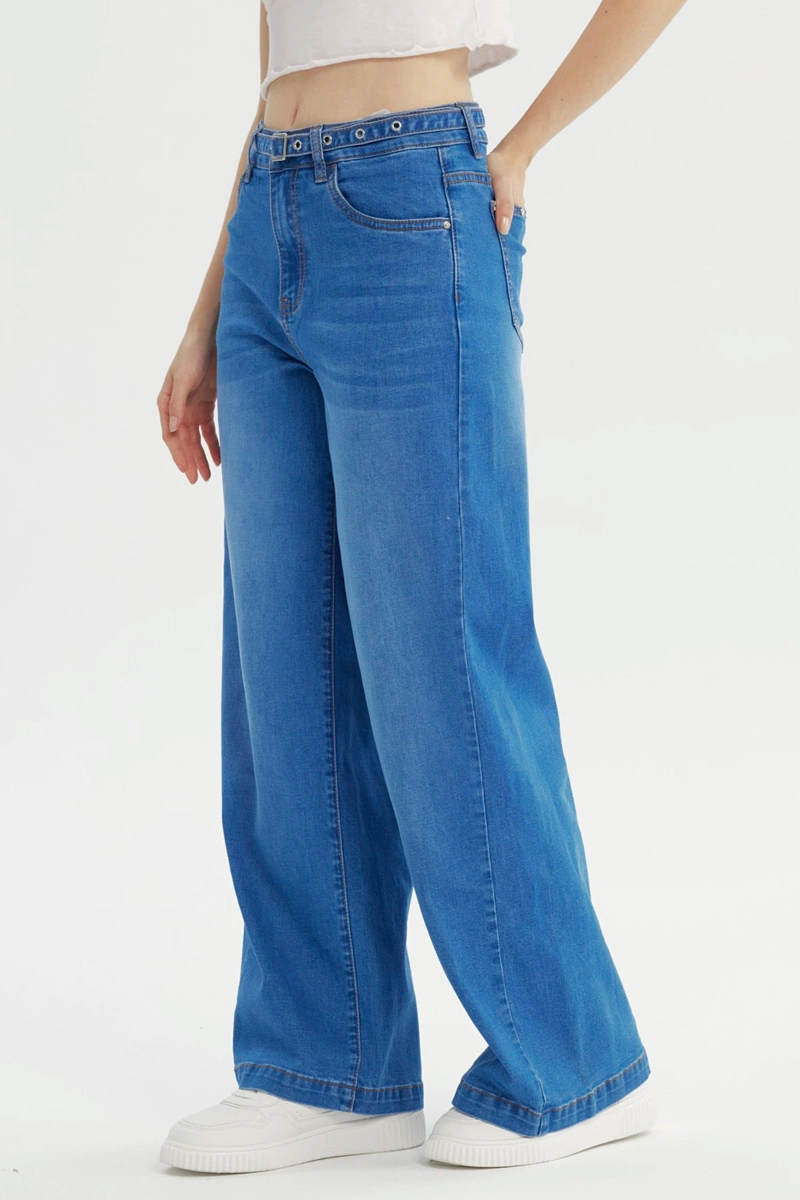 JEANS MUJER MODA WIDE LEG AZUL - 2