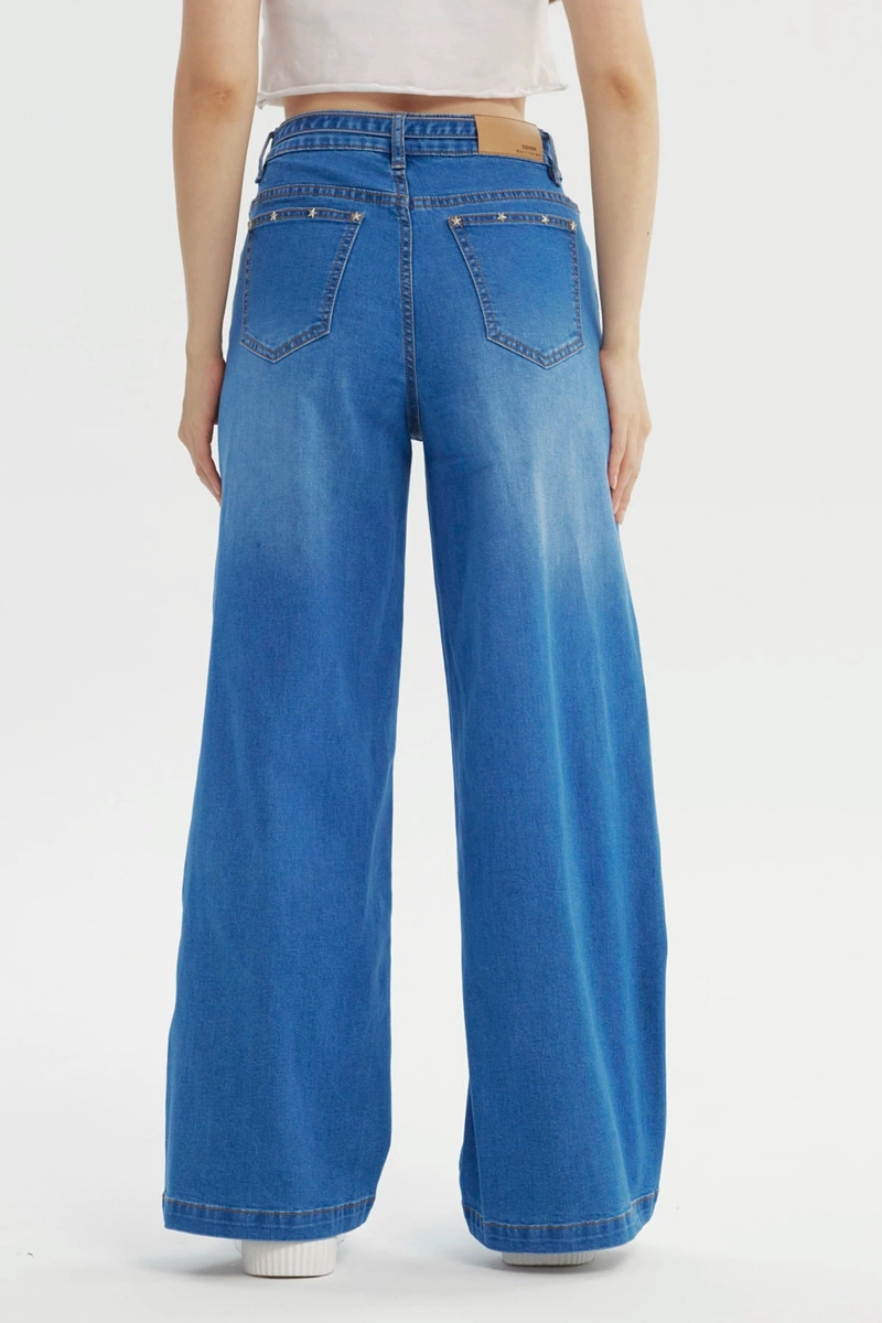 JEANS MUJER MODA WIDE LEG AZUL - 3