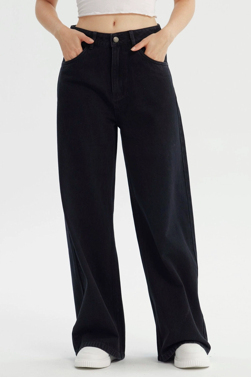 JEANS MUJER WIDE LEG NEGRO - 1
