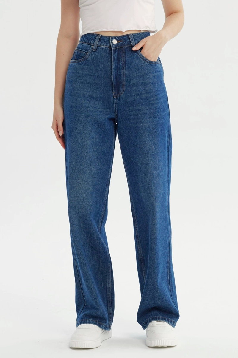 JEANS MUJER CALCE RECTO AZUL OSCURO - 1