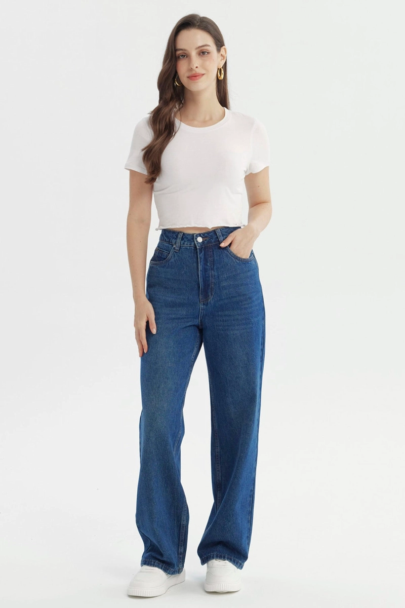 JEANS MUJER CALCE RECTO AZUL OSCURO - 4