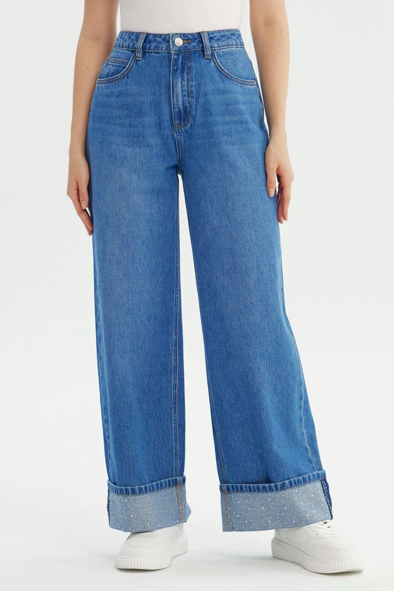 JEANS MUJER BAGGY AZUL - 1