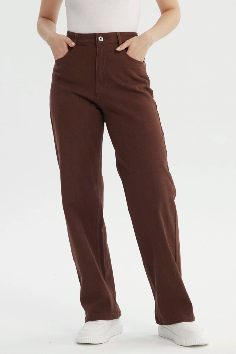 JEANS MUJER CALCE RECTO MARRON - 1