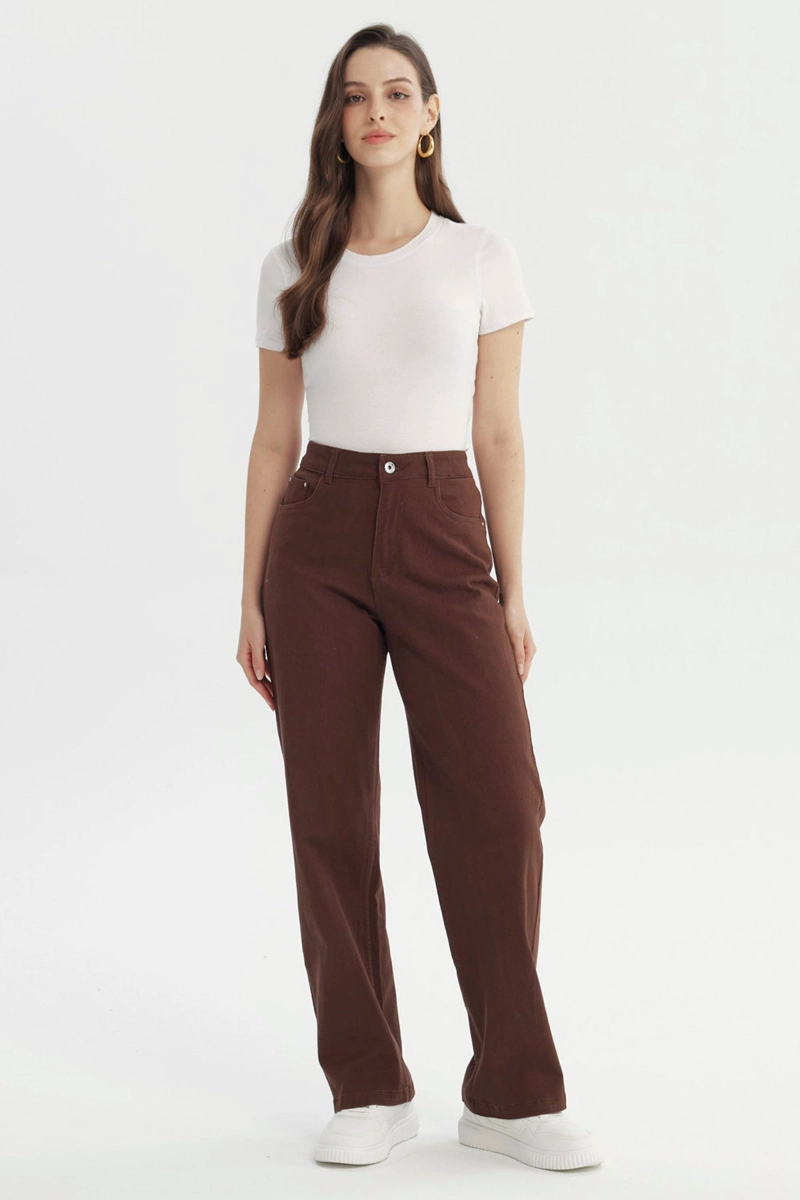 JEANS MUJER CALCE RECTO MARRON - 4