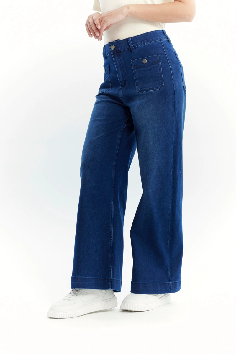 JEANS MUJER WIDE LEG AZUL OSCURO - 2