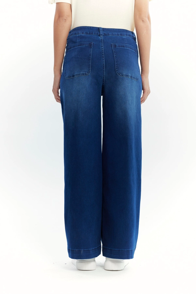 JEANS MUJER WIDE LEG AZUL OSCURO - 3