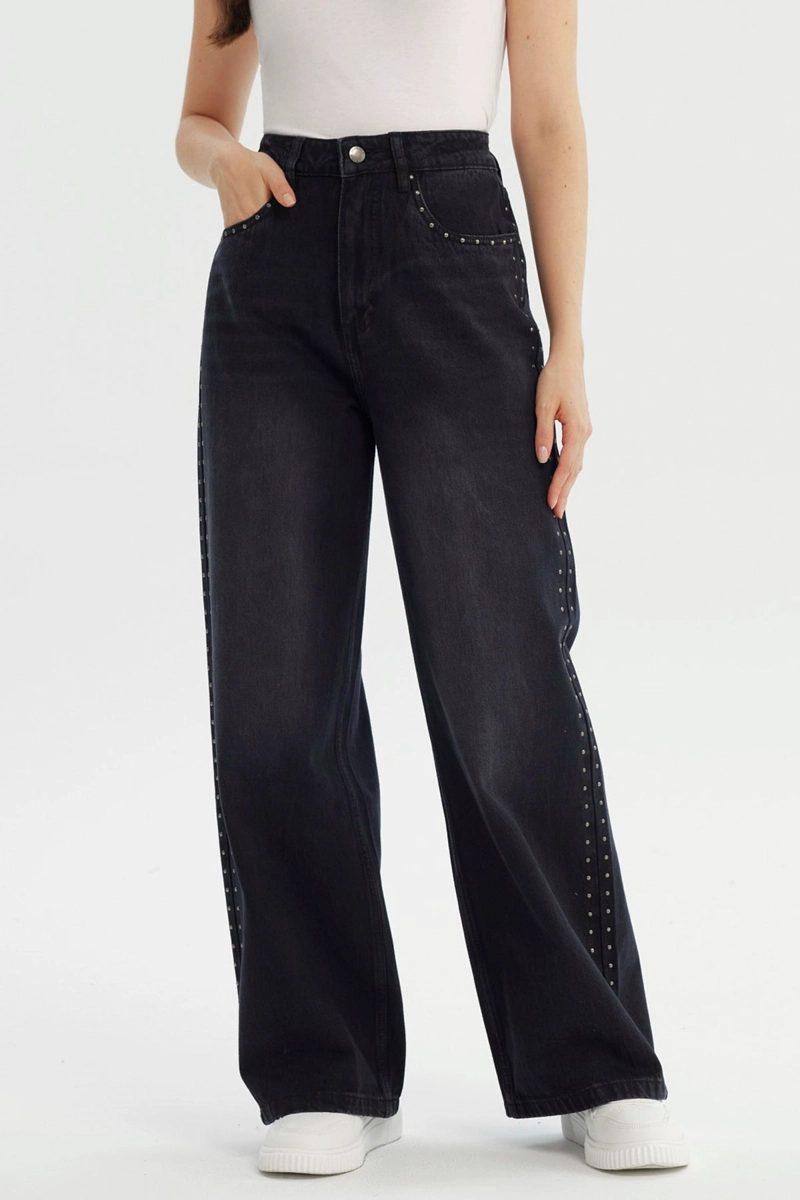 JEANS MUJER BAGGY NEGRO - 1