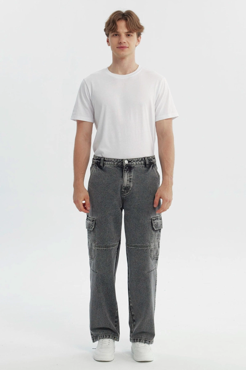 JEANS HOMBRE BAGGY GRIS CLARO - 4