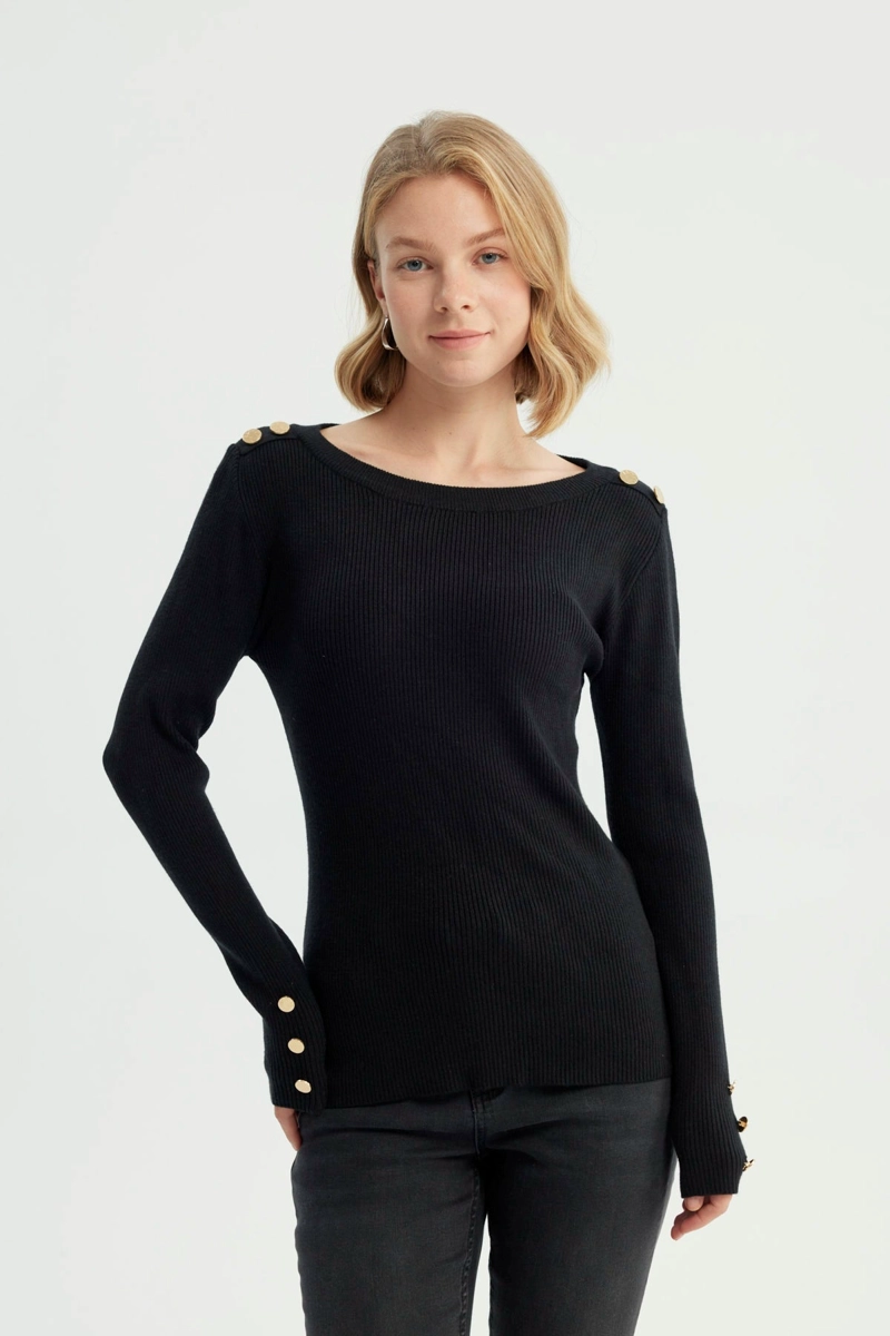 SWEATER MUJER SLIM NEGRO - 1