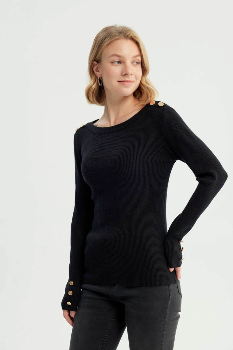 SWEATER MUJER SLIM NEGRO - 2