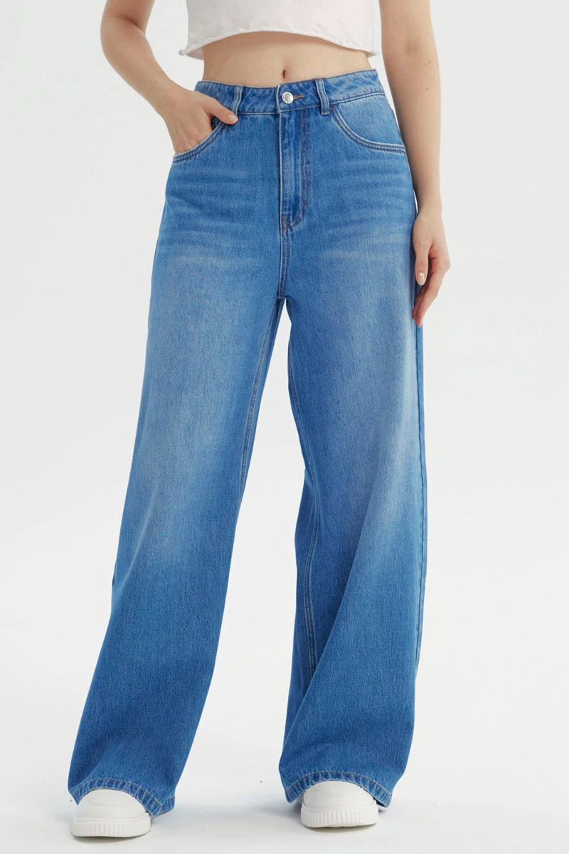 JEANS MUJER WIDE LEG AZUL - 1