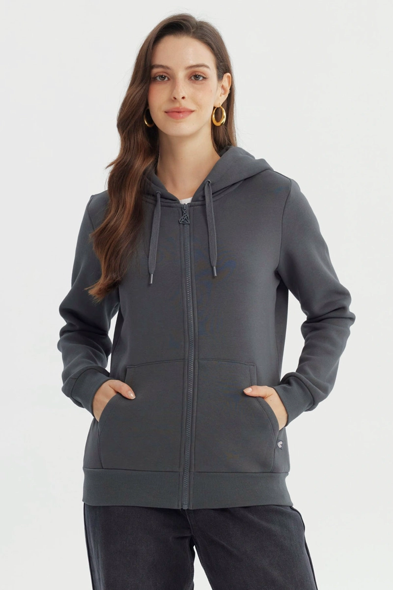 POLERON MUJER SLIM GRIS OSCURO - 1