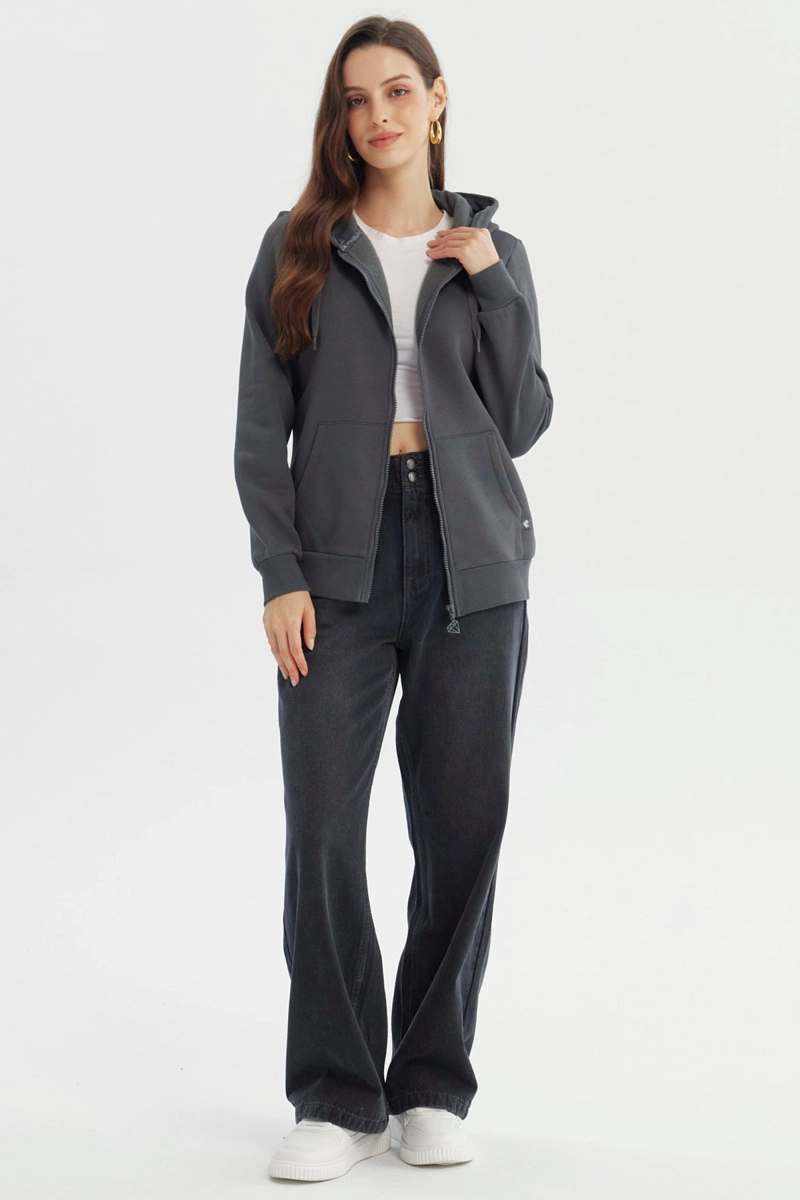 POLERON MUJER SLIM GRIS OSCURO - 4
