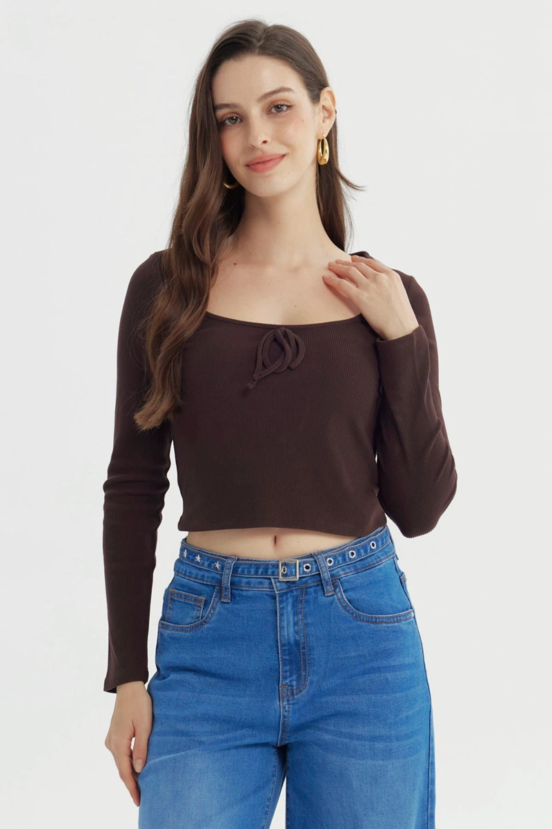 POLERA MUJER AJUSTADO CHOCOLATE - 1