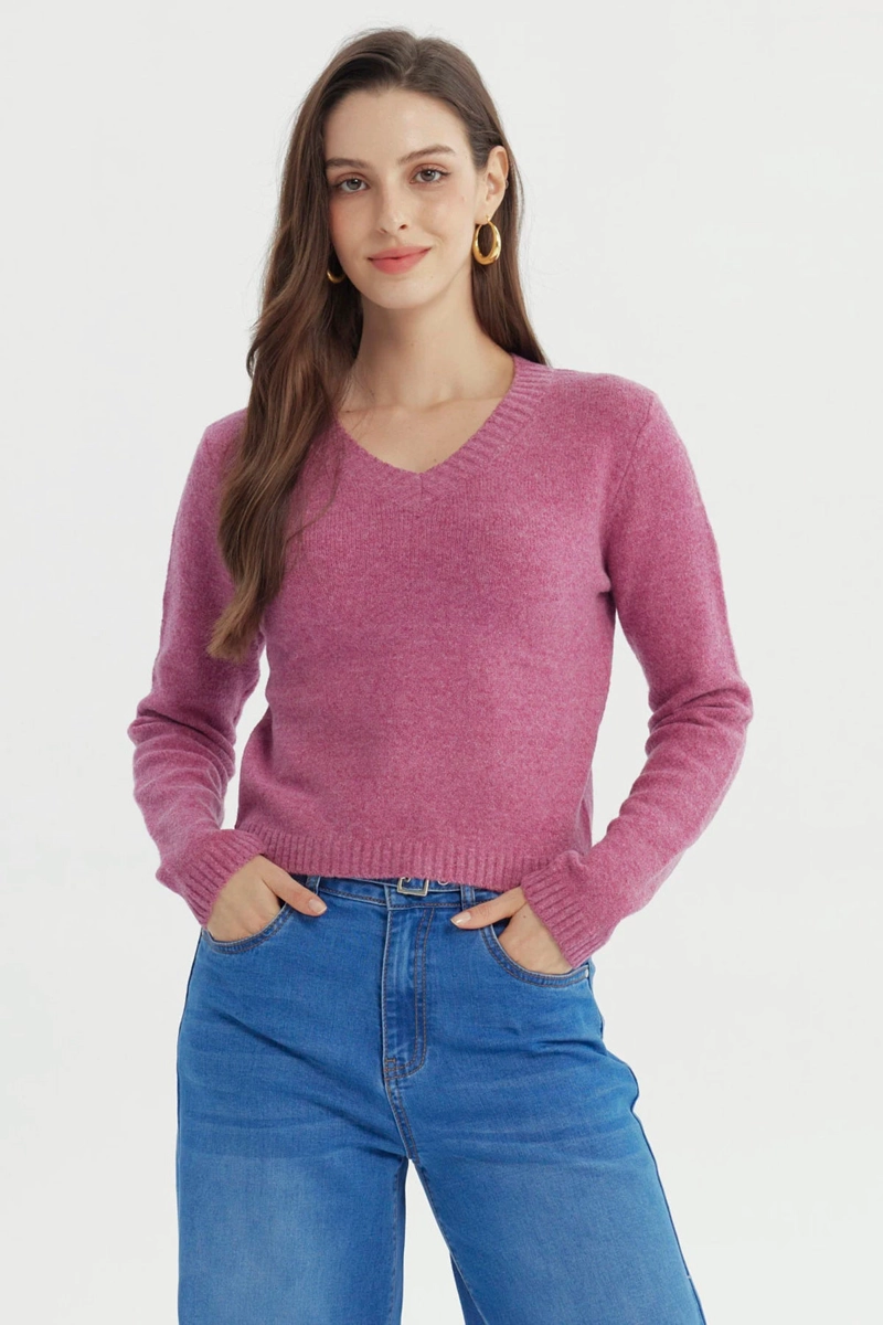 SWEATER MUJER REGULAR ROSADO - 1