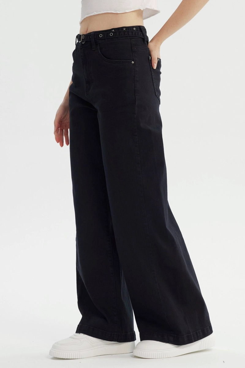 JEANS MUJER MODA WIDE LEG NEGRO - 2