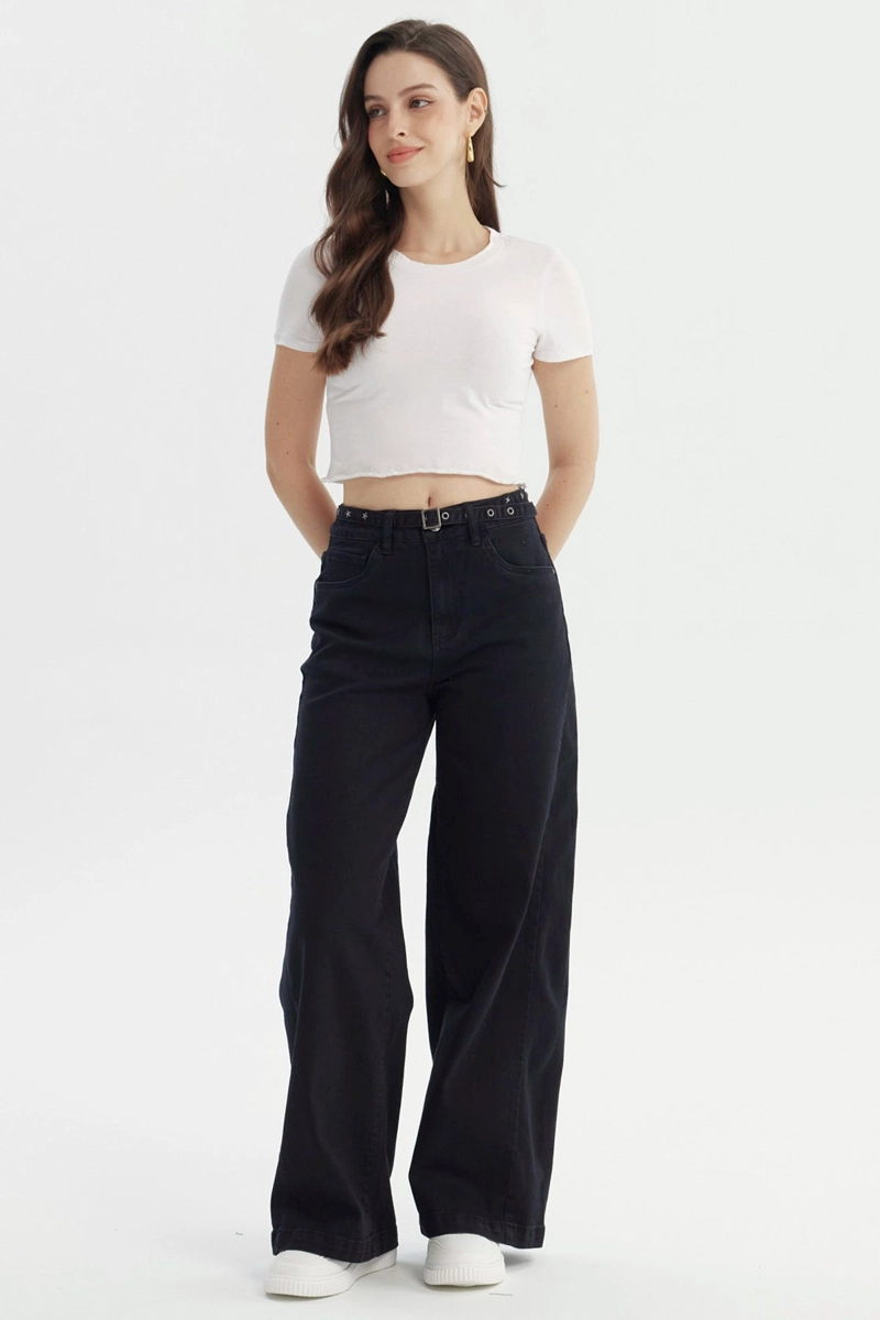 JEANS MUJER MODA WIDE LEG NEGRO - 4