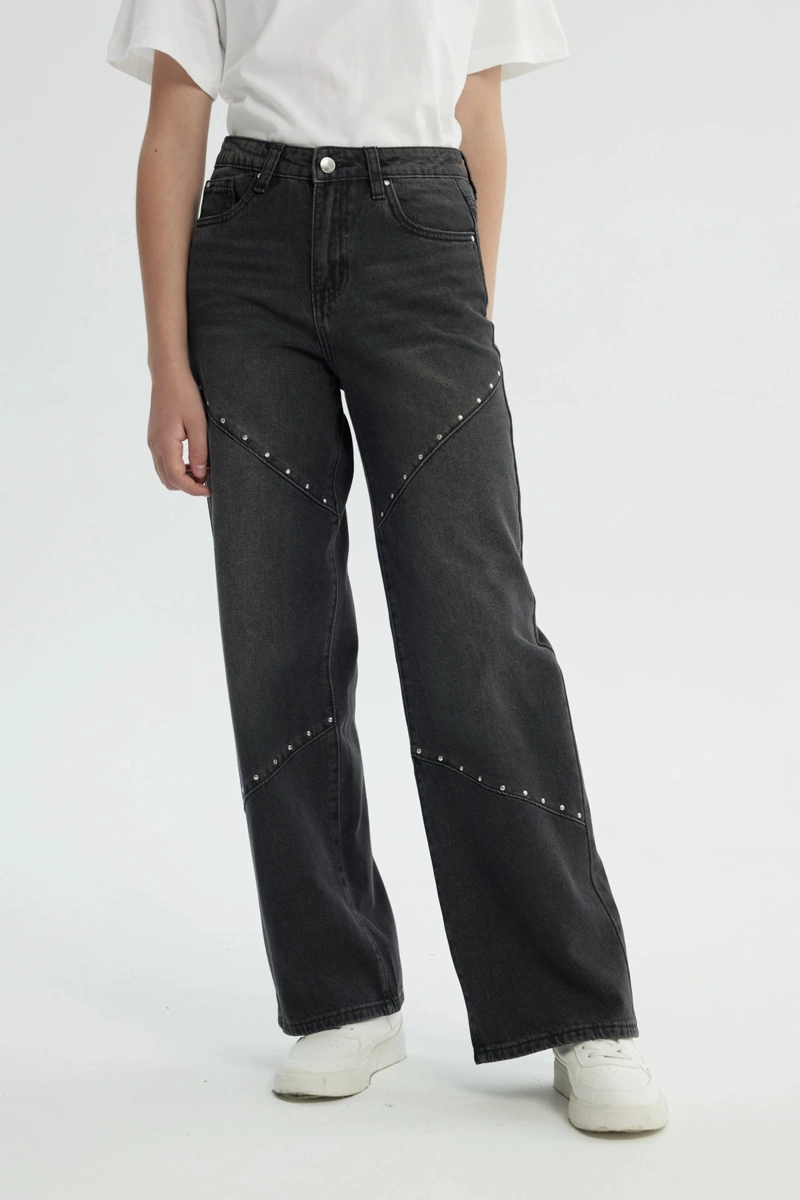 JEANS NIÑA WIDE LEG GRIS - 1