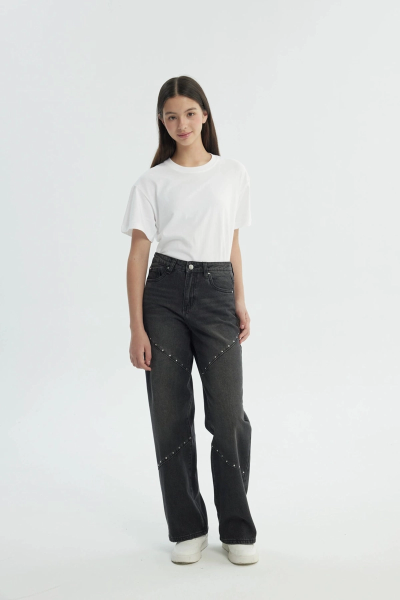JEANS NIÑA WIDE LEG GRIS - 4