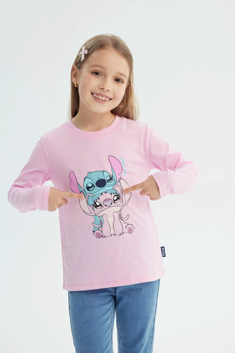 POLERA NIÑA LILO AND STICH ROSADO - 1