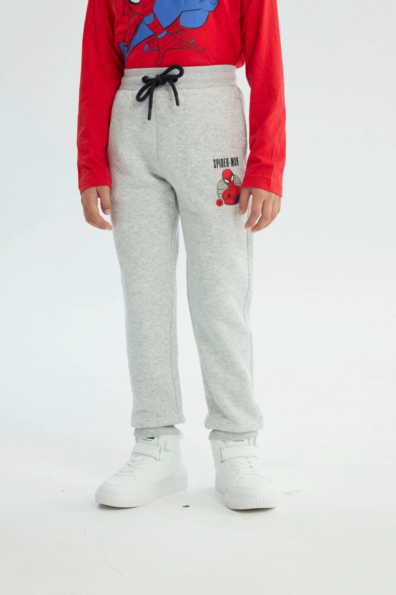 PANTALON BUZO NIÑO SPIDERMAN GRIS MELANGE CLARO - 1