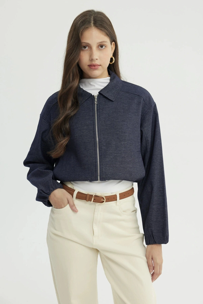 CHAQUETA MUJER CLASSIC CUELLO CAMISERO AZUL - 1