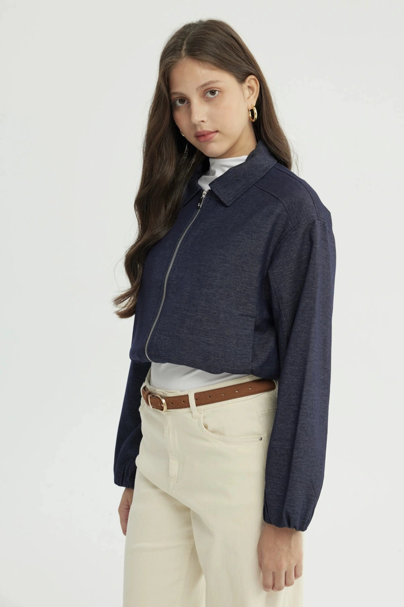 CHAQUETA MUJER CLASSIC CUELLO CAMISERO AZUL - 2