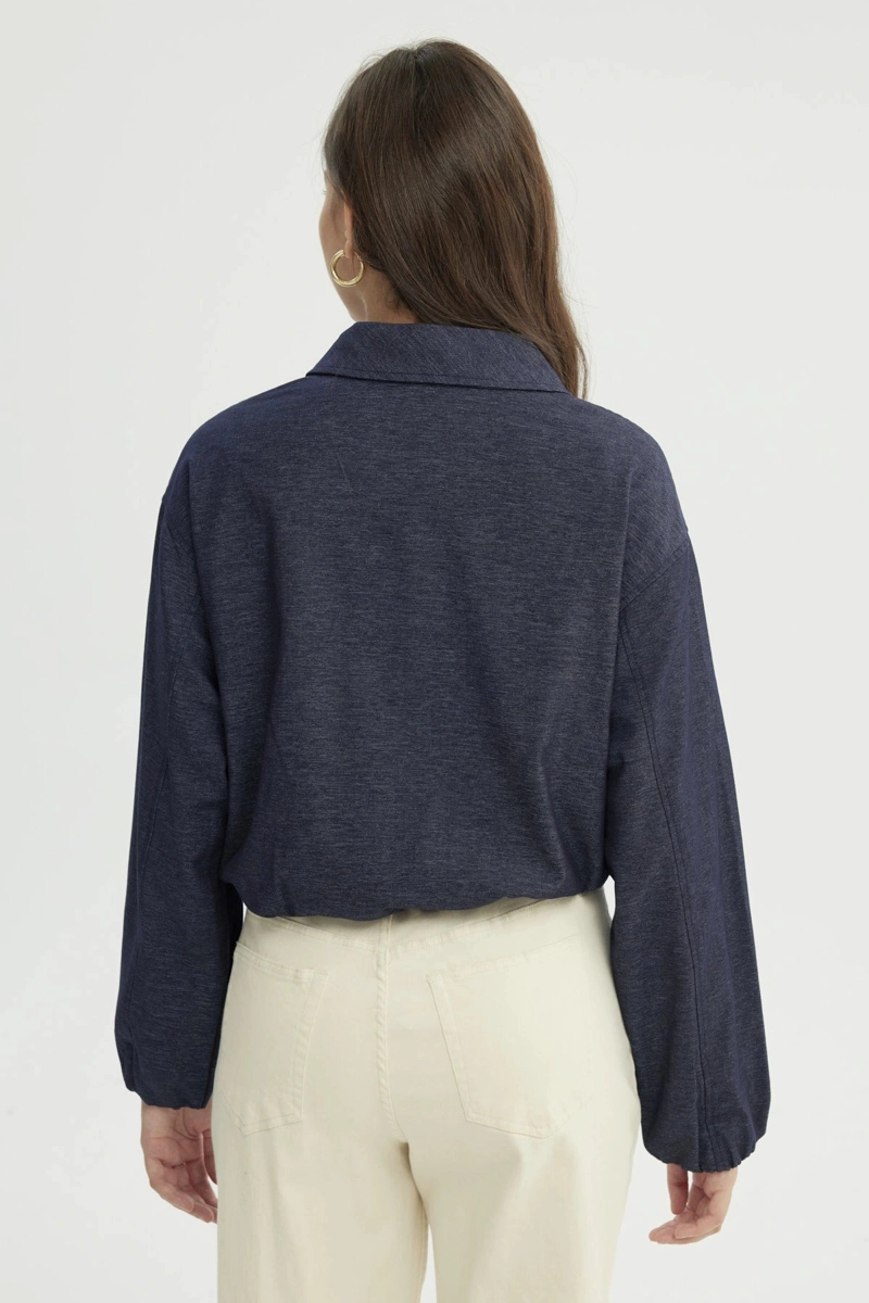 CHAQUETA MUJER CLASSIC CUELLO CAMISERO AZUL - 3