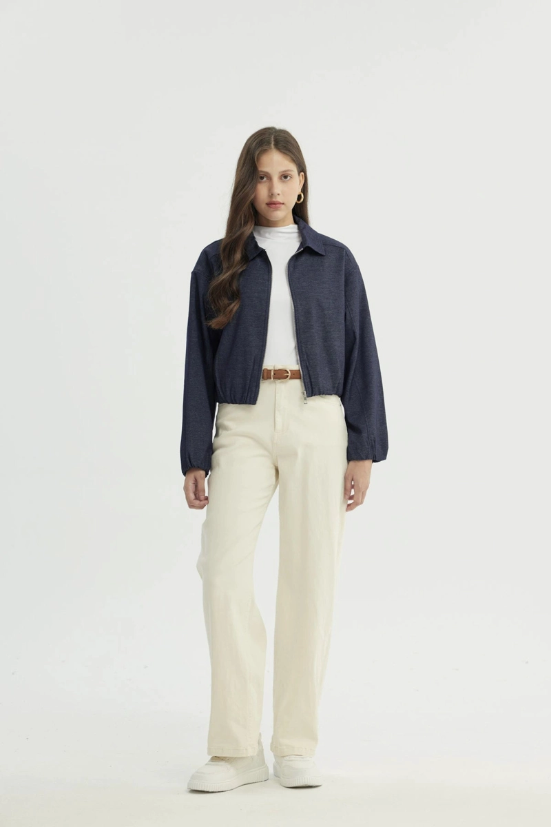 CHAQUETA MUJER CLASSIC CUELLO CAMISERO AZUL - 4