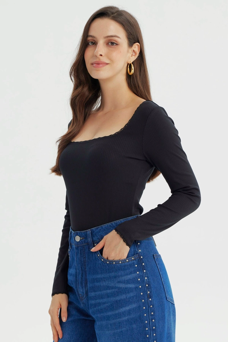 POLERA MUJER AJUSTADO NEGRO - 2