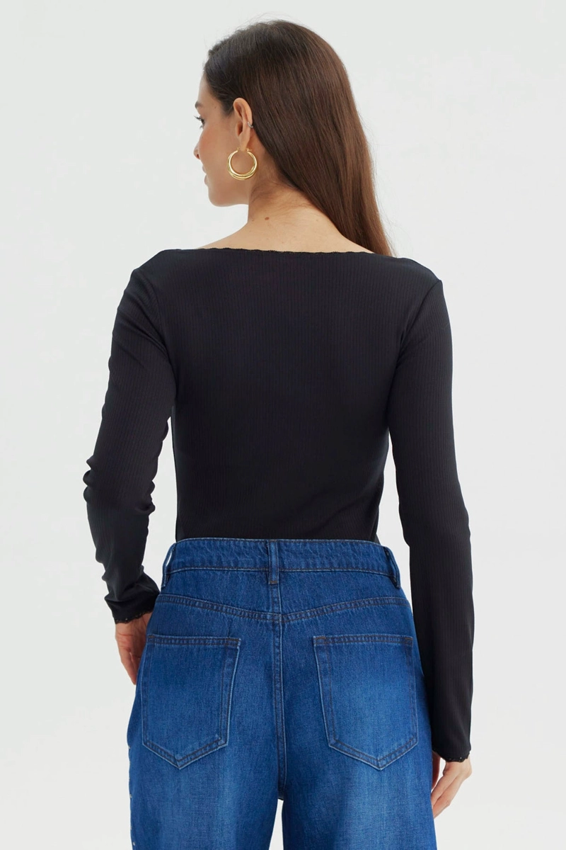POLERA MUJER AJUSTADO NEGRO - 3