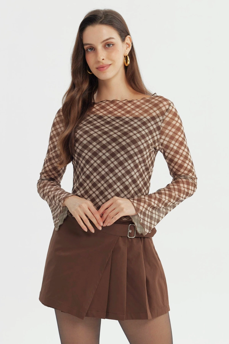 POLERA MUJER AJUSTADO CAFE - 1