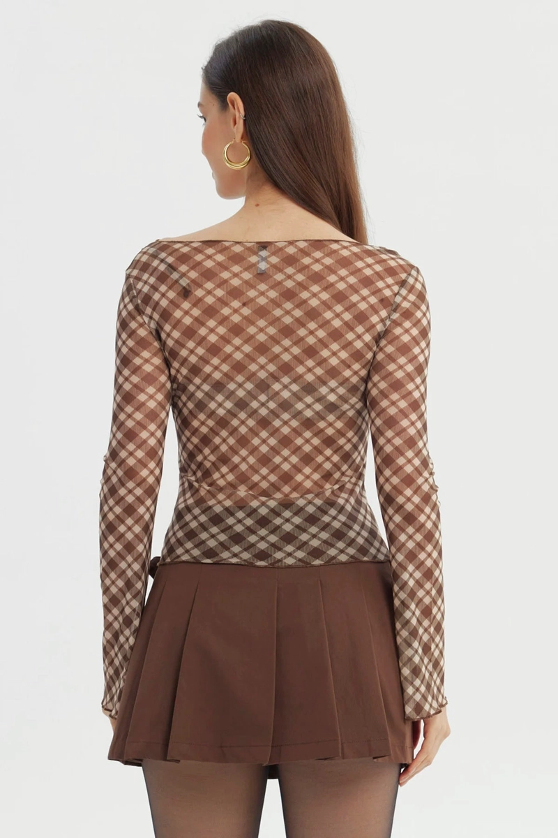 POLERA MUJER AJUSTADO CAFE - 3