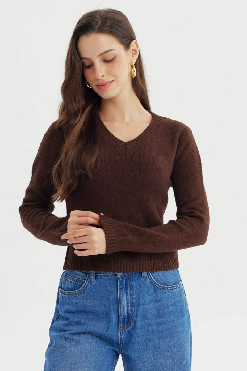 SWEATER MUJER REGULAR CAFE - 1