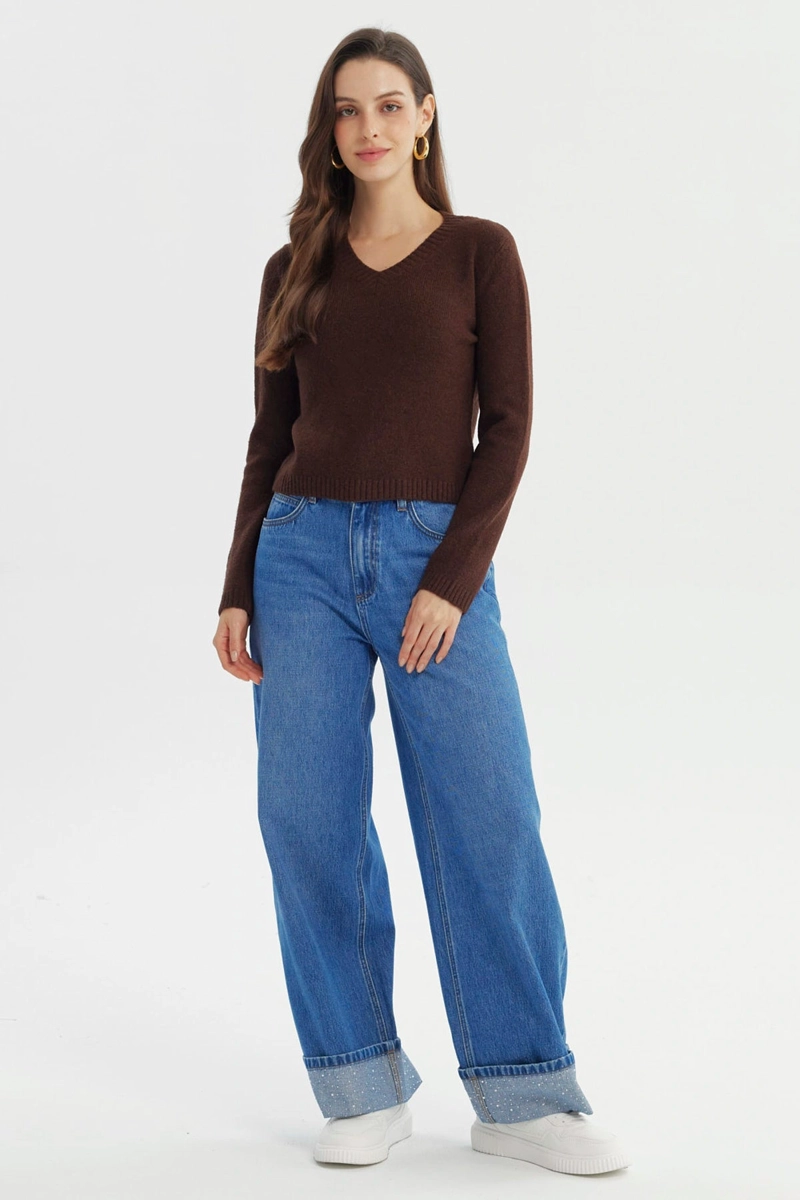 SWEATER MUJER REGULAR CAFE - 4