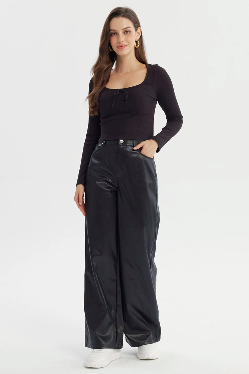 POLERA MUJER AJUSTADO NEGRO - 4