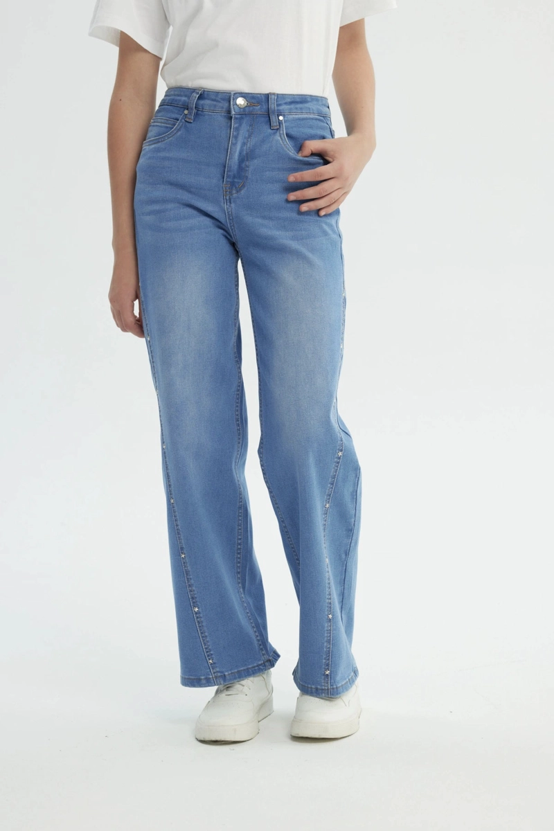 JEANS NIÑA WIDE LEG AZUL - 1