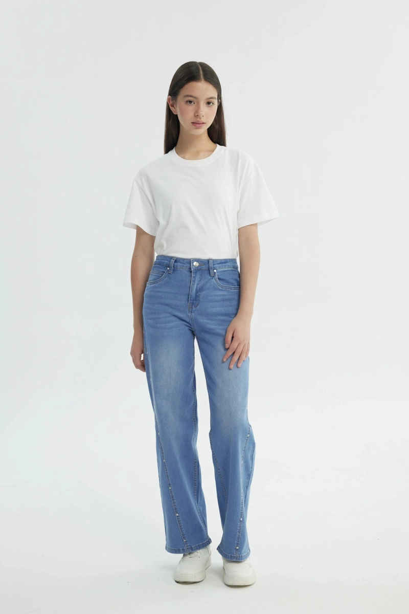 JEANS NIÑA WIDE LEG AZUL - 4