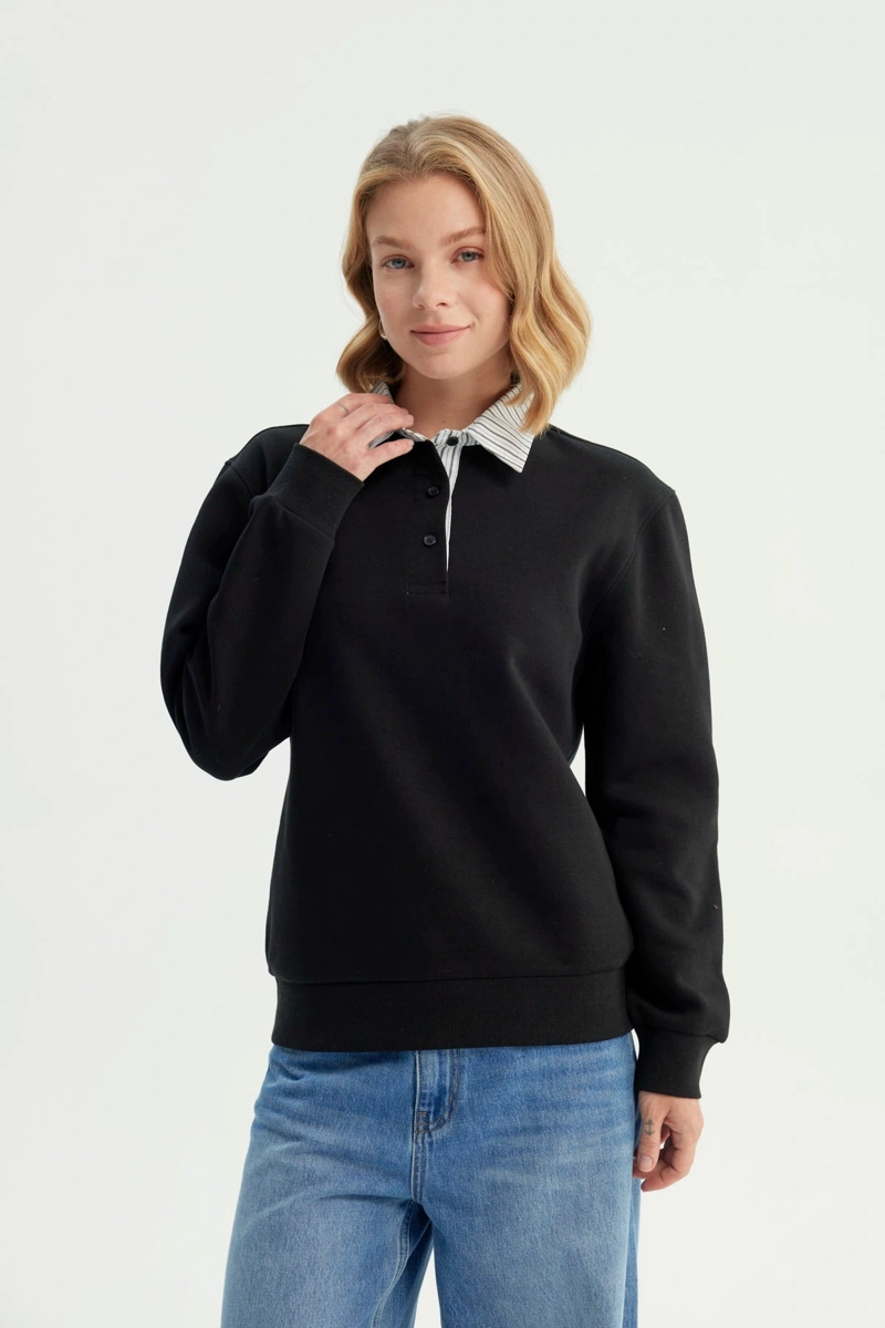 POLERON MUJER ESTILO BOMBER NEGRO - 1