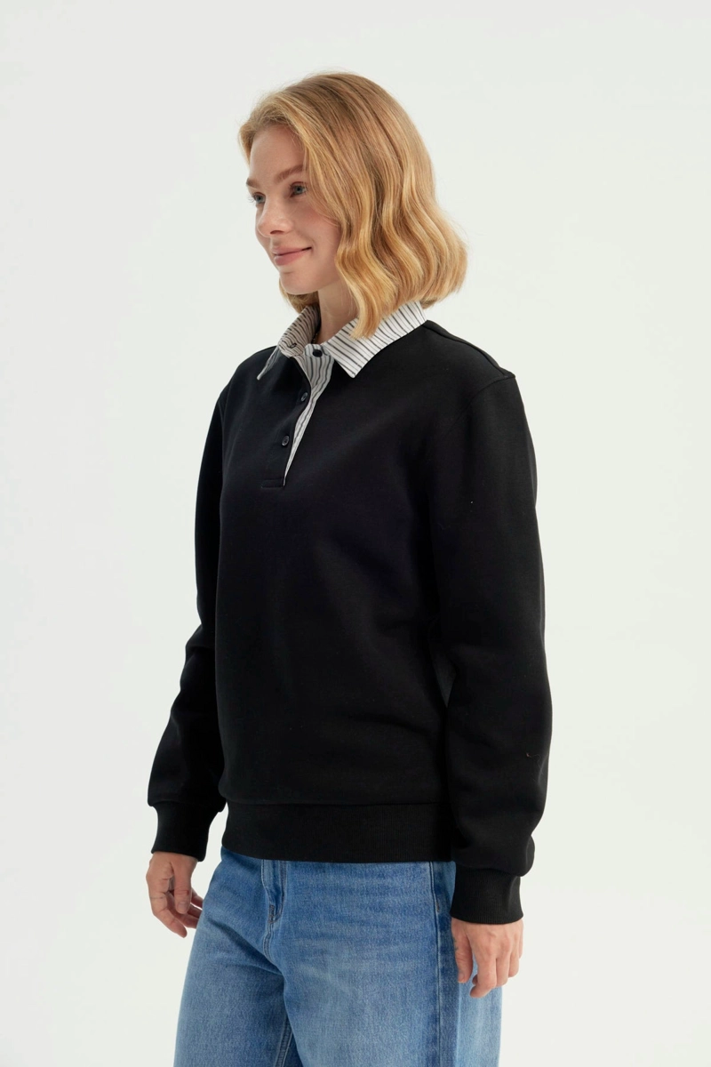 POLERON MUJER ESTILO BOMBER NEGRO - 2