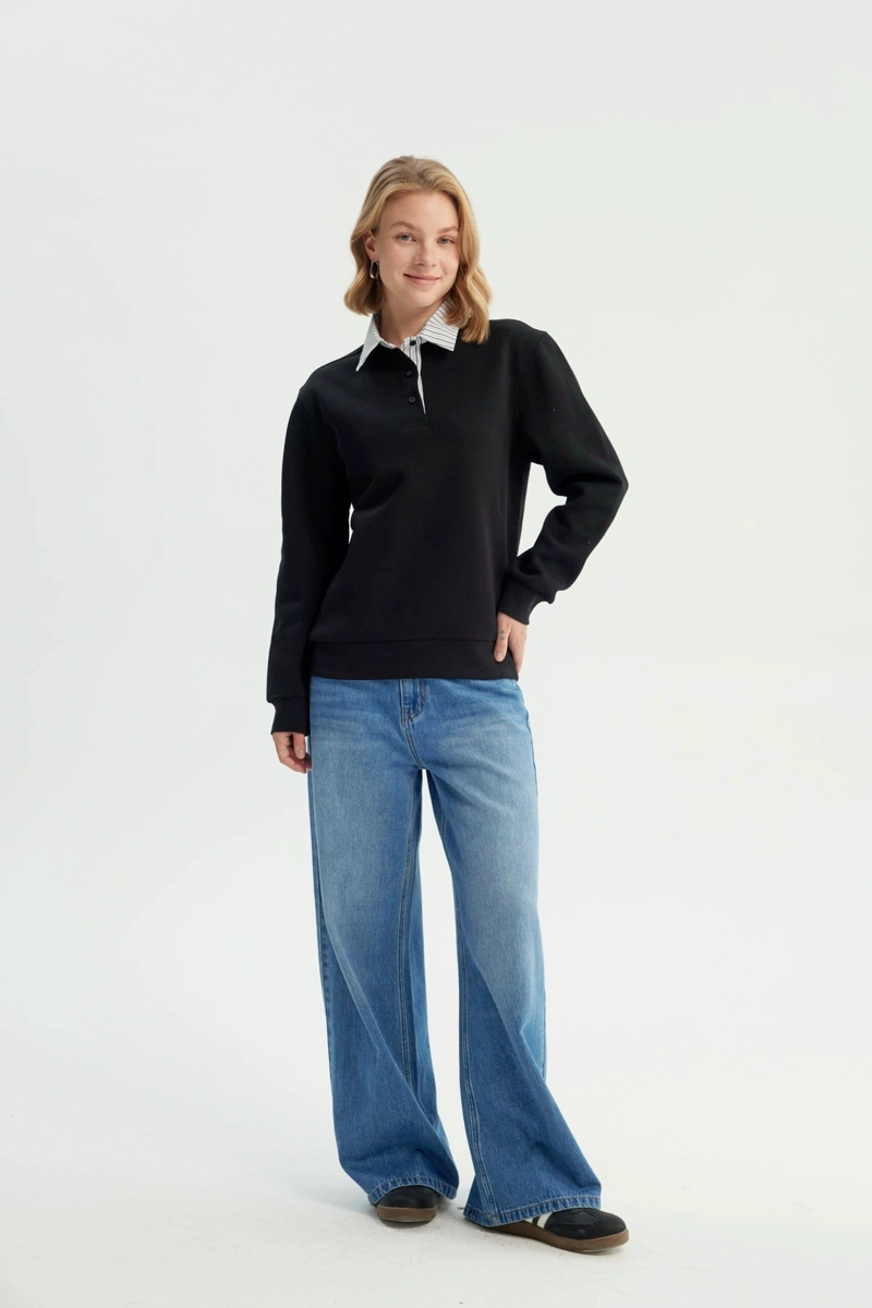 POLERON MUJER ESTILO BOMBER NEGRO - 4